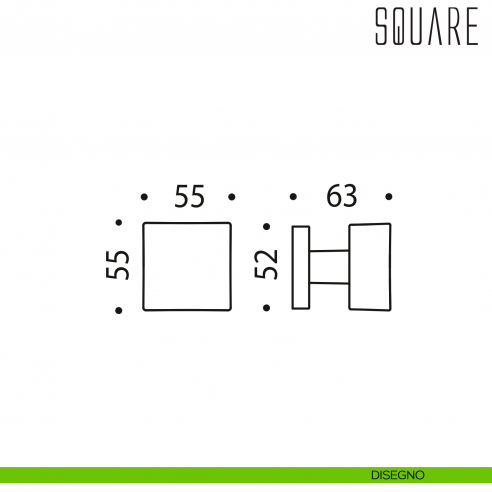 Pomolo per porta Square fisso Colombo Design disegno