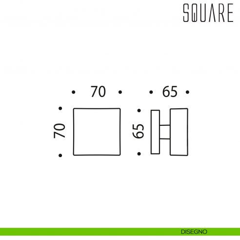 Pomolo per porta Square fisso Colombo Design disegno