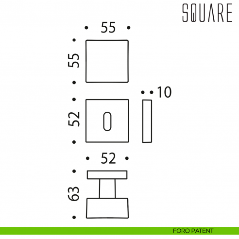 Pomolo per porta Square girevole Colombo Design foro patent