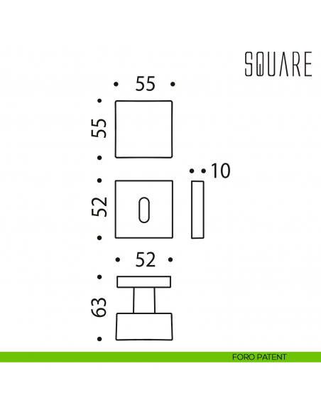 Pomolo per porta Square girevole Colombo Design foro patent