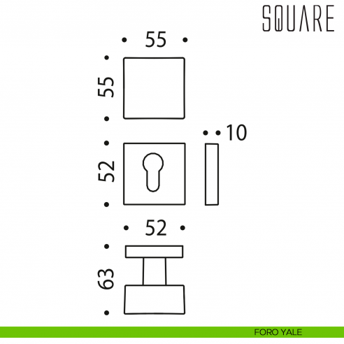 Pomolo per porta Square girevole Colombo Design foro yale