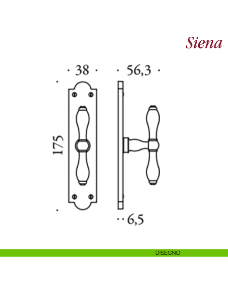 Maniglia per finestra cremonese Siena Antologhia con placca bassa