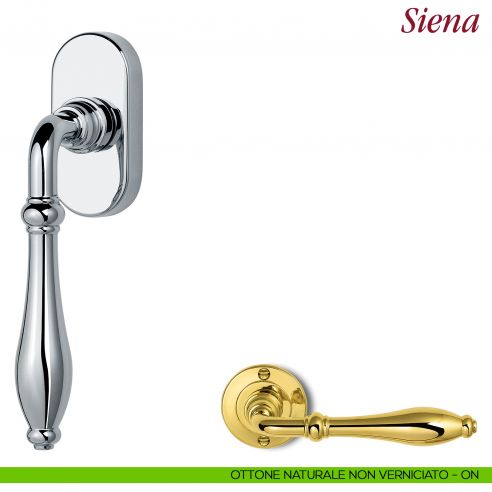 Maniglia per finestra martellina DK Siena Antologhia ottone naturale non verniciato