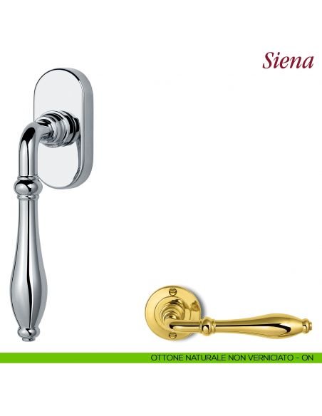 Maniglia per finestra martellina DK Siena Antologhia ottone naturale non verniciato