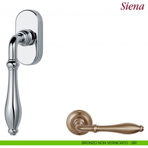 Maniglia per finestra martellina DK Siena Antologhia bronzo non verniciato