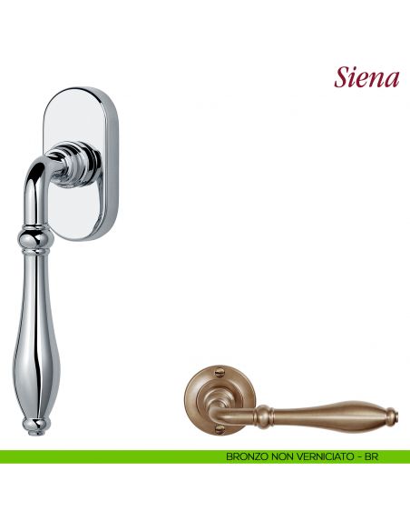 Maniglia per finestra martellina DK Siena Antologhia bronzo non verniciato