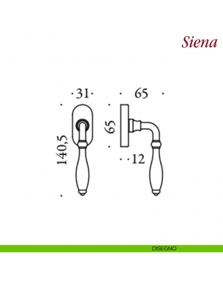 Maniglia per finestra martellina DK Siena Antologhia disegno
