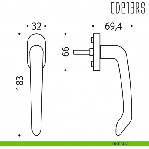 Maniglione per complanare CD213 RS Colombo Design disegno