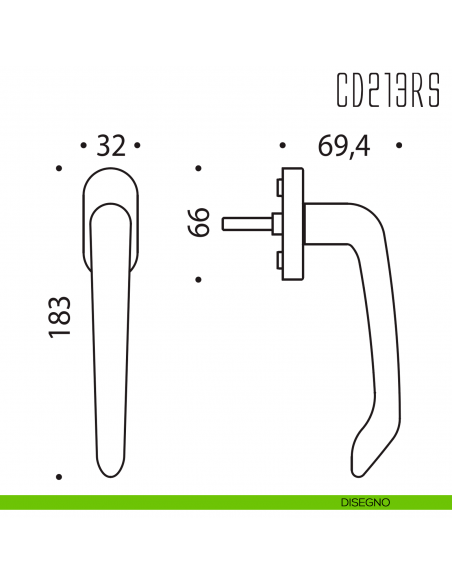 Maniglione per complanare CD213 RS Colombo Design disegno