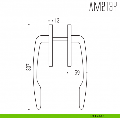 Maniglione per alzante scorrevole AM213 Y accoppiato Colombo Design disegno