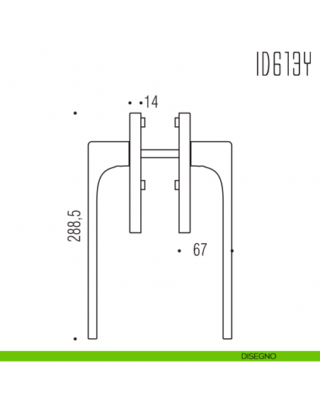 Maniglione per alzante scorrevole ID613 Y accoppiato Colombo Design disegno