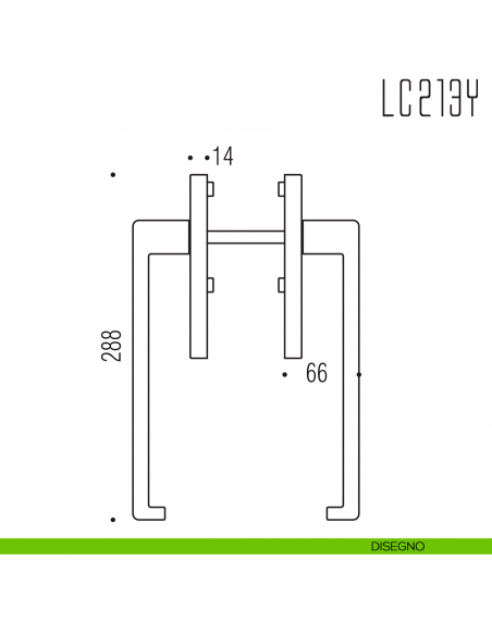 Maniglione per alzante scorrevole LC213 Y accoppiato Colombo Design disegno