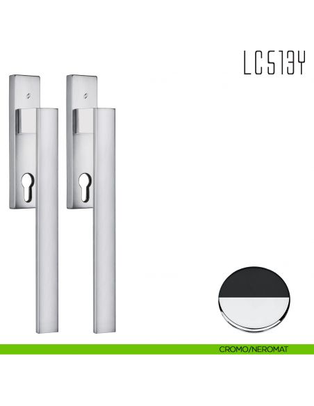 Maniglione per alzante scorrevole LC513 Y accoppiato Colombo Design cromo - neromat