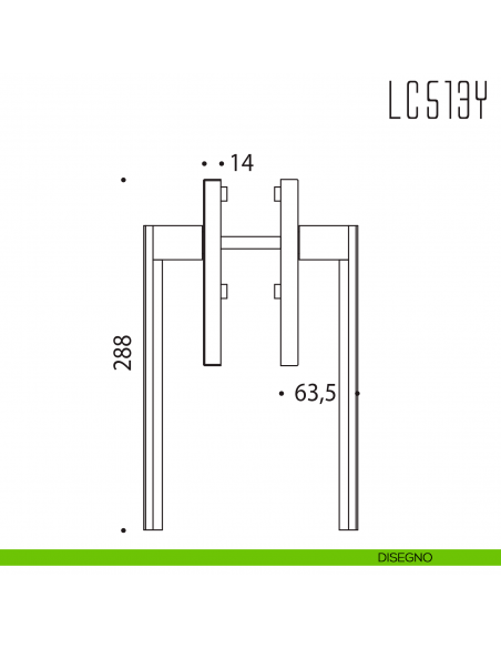 Maniglione per alzante scorrevole LC513 Y accoppiato Colombo Design disegno