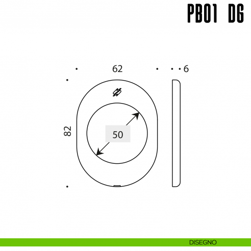 Rosetta con sottorosetta in nylon per defender 50 mm Colombo Design PB01 DG disegno