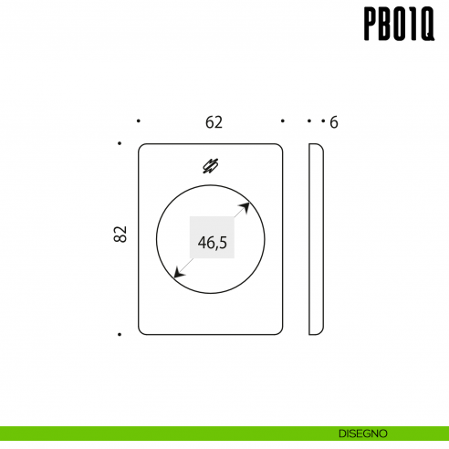 Rosetta quadrata con sottorosetta in nylon Colombo Design PB01/Q disegno
