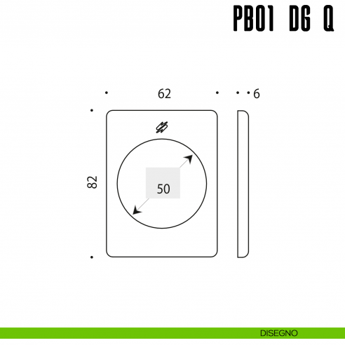 Rosetta quadrata con sottorosetta in nylon per defender 50 mm Colombo Design PB01 DG/Q disegno