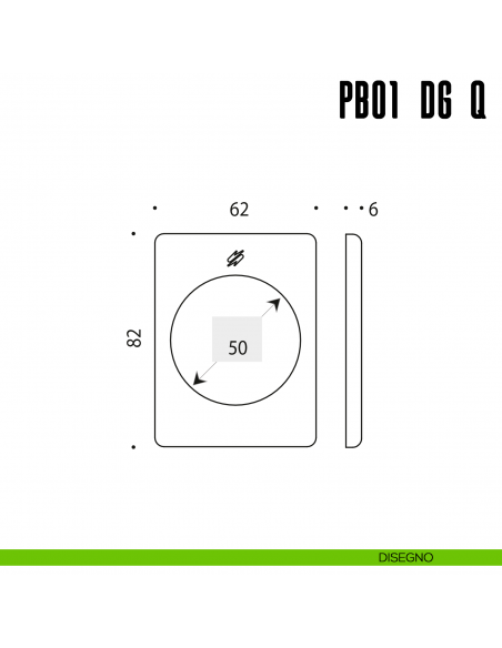 Rosetta quadrata con sottorosetta in nylon per defender 50 mm Colombo Design PB01 DG/Q disegno