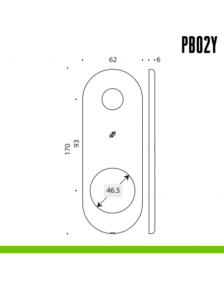 Placca interasse 93 mm con sottoplacca in nylon Colombo Design PB02Y disegno