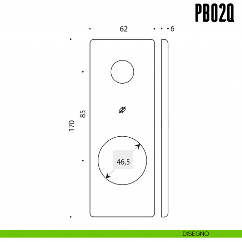 Placca quadrata interasse 85 mm con sottoplacca in nylon Colombo Design PB02/Q disegno