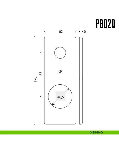 Placca quadrata interasse 85 mm con sottoplacca in nylon Colombo Design PB02/Q disegno