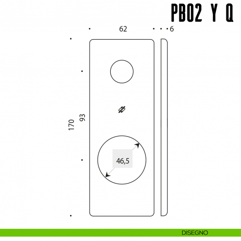 Placca quadrata interasse 93 mm con sottoplacca in nylon Colombo Design PB02 Y/Q disegno