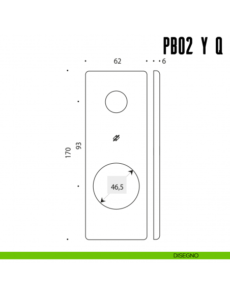 Placca quadrata interasse 93 mm con sottoplacca in nylon Colombo Design PB02 Y/Q disegno