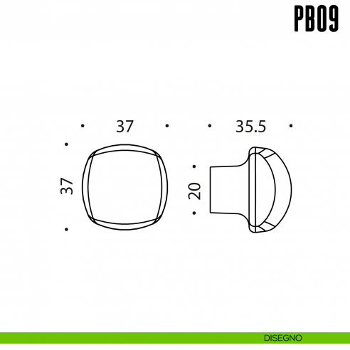 Pomolino per limitatore d'apertura Colombo Design PB09 disegno