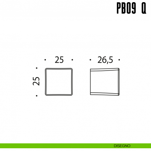 Pomolino quadrato per limitatore d'apertura Colombo Design PB09/Q disegno