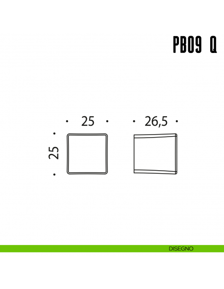 Pomolino quadrato per limitatore d'apertura Colombo Design PB09/Q disegno