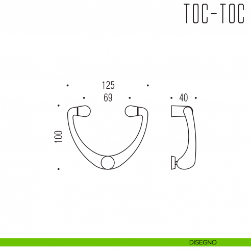Battente per porta Toc-Toc Colombo Design disegno