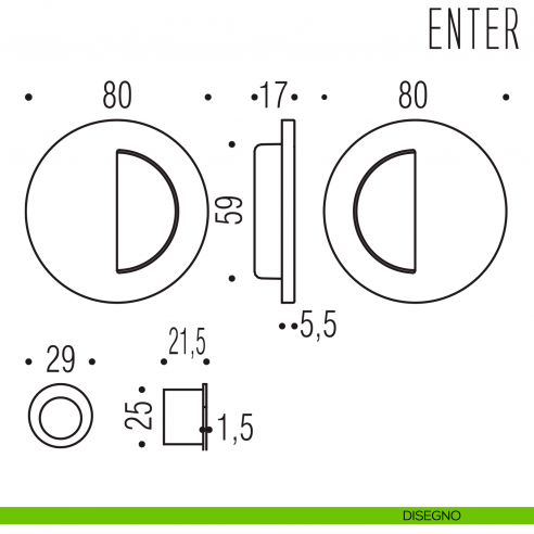 Maniglia per porta scorrevole Enter Colombo Design senza serratura disegno