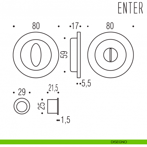 Maniglia per porta scorrevole Enter Colombo Design nottolino senza serratura disegno