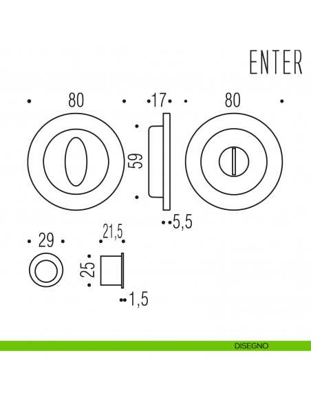 Maniglia per porta scorrevole Enter Colombo Design nottolino senza serratura disegno