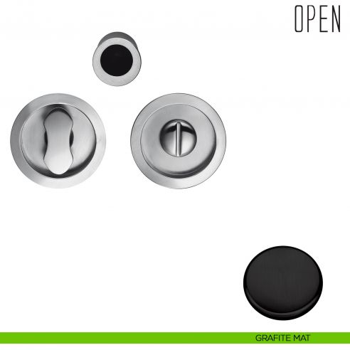 Maniglia per porta scorrevole Open Colombo Design nottolino e serratura grafite mat