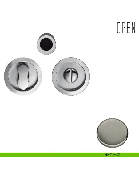 Maniglia per porta scorrevole Open Colombo Design nottolino e serratura nikelmat