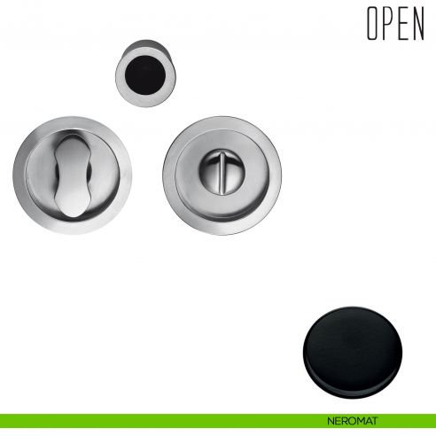 Maniglia per porta scorrevole Open Colombo Design nottolino e serratura neromat