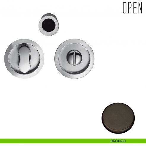 Maniglia per porta scorrevole Open Colombo Design con nottolino senza serratura bronzo