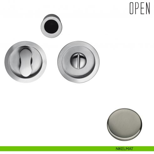 Maniglia per porta scorrevole Open Colombo Design con nottolino senza serratura nikelmat