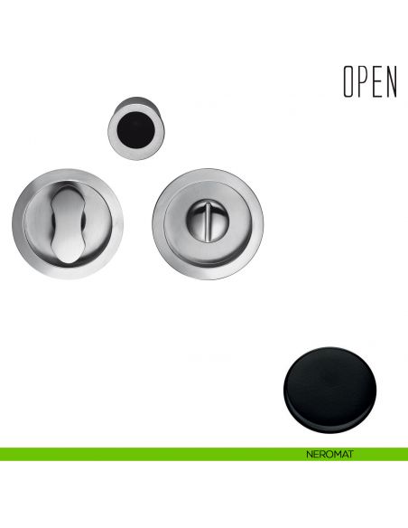 Maniglia per porta scorrevole Open Colombo Design con nottolino senza serratura neromat