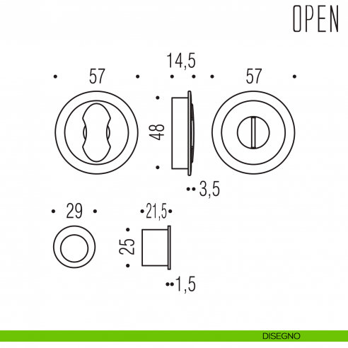 Maniglia per porta scorrevole Open Colombo Design con nottolino senza serratura disegno