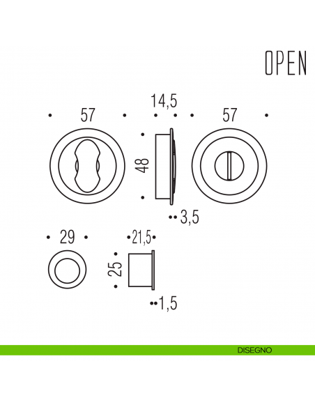 Maniglia per porta scorrevole Open Colombo Design con nottolino senza serratura disegno
