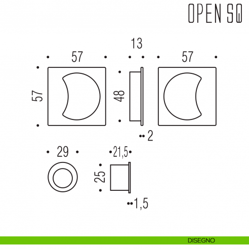 Maniglia per porta scorrevole Open SQ Colombo Design senza serratura disegno