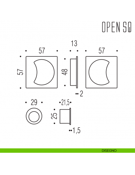 Maniglia per porta scorrevole Open SQ Colombo Design senza serratura disegno