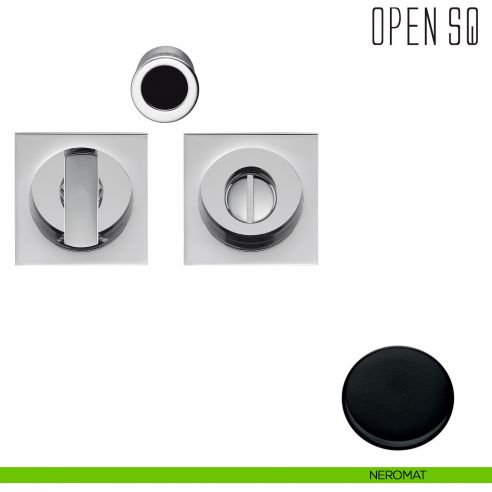 Maniglia per porta scorrevole Open SQ Colombo Design nottolino e serratura neromat