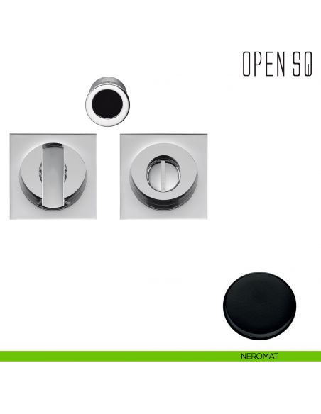 Maniglia per porta scorrevole Open SQ Colombo Design con nottolino senza serratura neromat