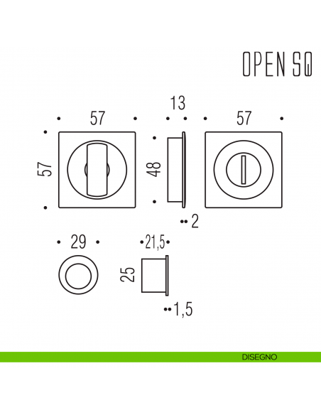 Maniglia per porta scorrevole Open SQ Colombo Design con nottolino senza serratura disegno