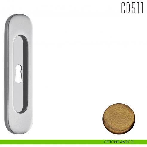 Maniglia per porta scorrevole CD511 CF Colombo Design con foro chiave ottone antico