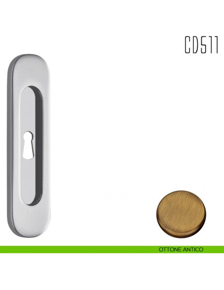 Maniglia per porta scorrevole CD511 CF Colombo Design con foro chiave ottone antico