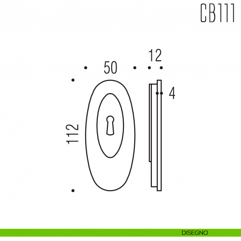 Maniglia per porta scorrevole CB111 CF Colombo Design con foro chiave disegno
